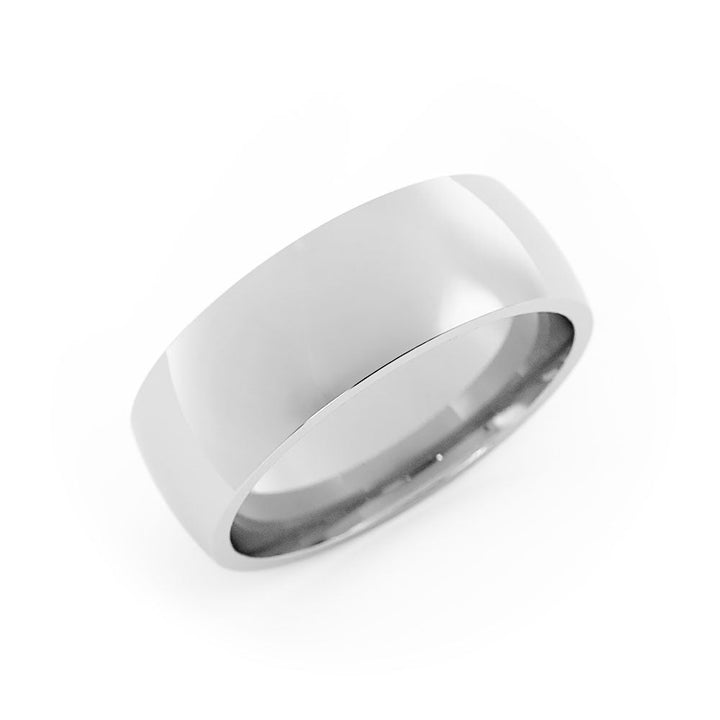 Platinum High Polish Light Domed 7mm Wedding Band