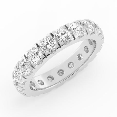 Platinum Round Moissanite Eternity 3.9mm Wedding Band