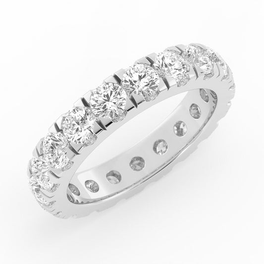 Platinum Round Moissanite Eternity 3.9mm Wedding Band