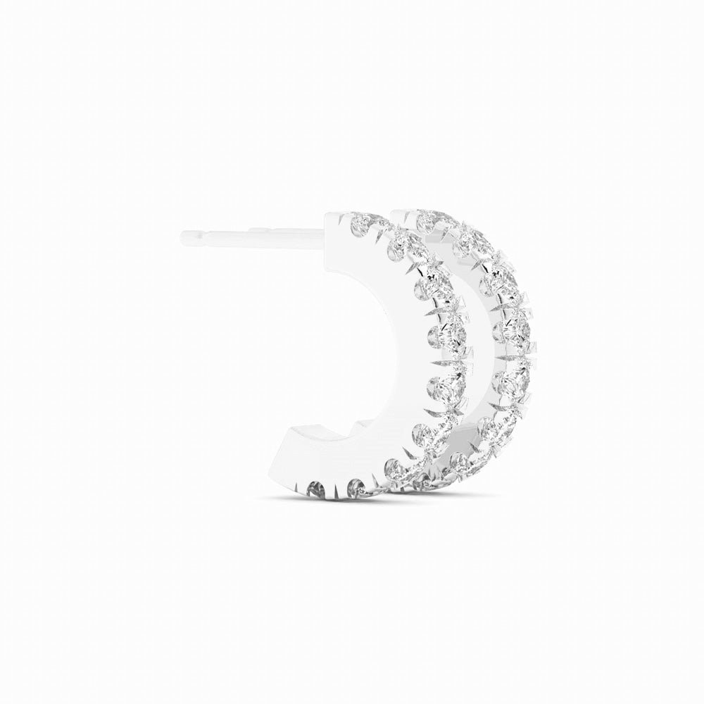 Platinum Round Natural Diamond 10mm Hoops Earring