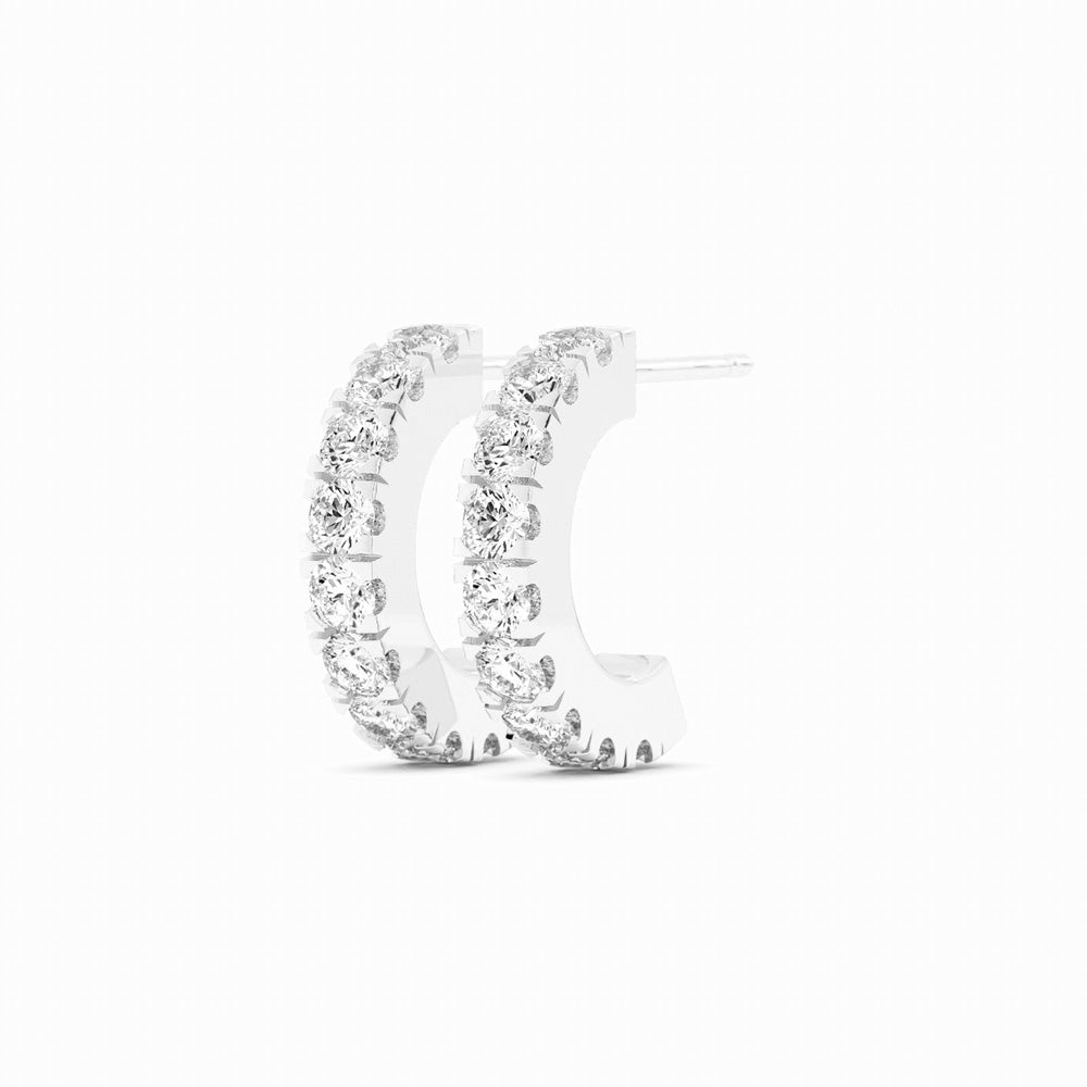 Round Natural Diamond 10mm Hoop Earrings