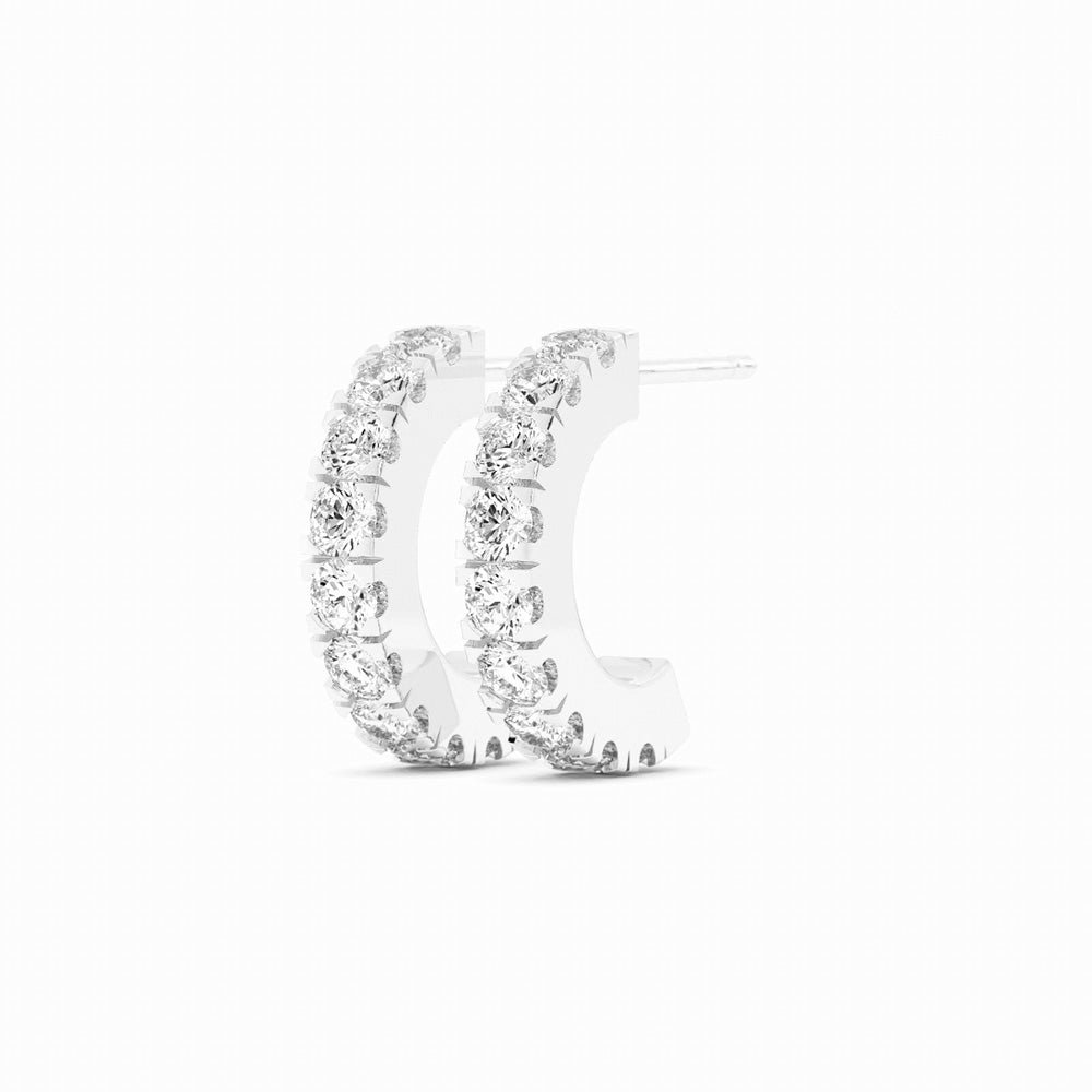 Platinum Round Natural Diamond 10mm Hoops Earring