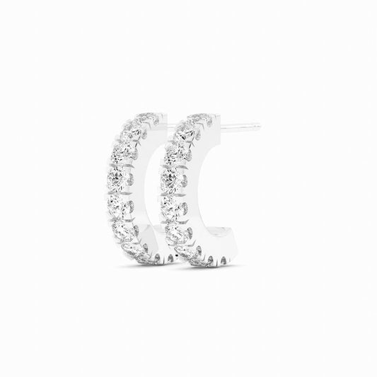 Platinum Round Natural Diamond 10mm Hoops Earring