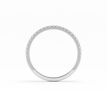 Platinum Round Pave Half Shank Natural Diamond Wedding Band