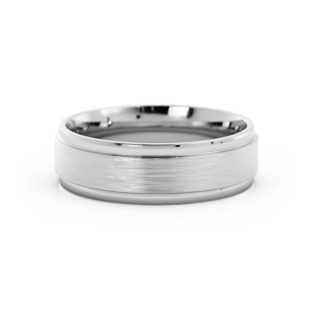 Platinum Satin Step-Down Edge 6mm Wedding Band
