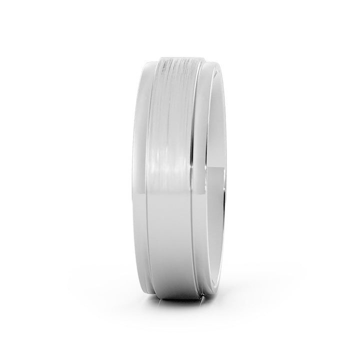 Platinum Satin Step-Down Edge 6mm Wedding Band