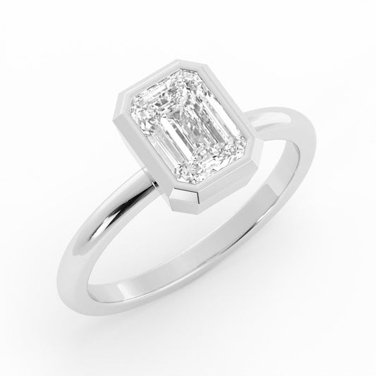 1.0ct Moissanite Emerald North South Solitaire Platinum Engagement Ring