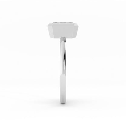 1.0ct Moissanite Emerald North South Solitaire Platinum Engagement Ring