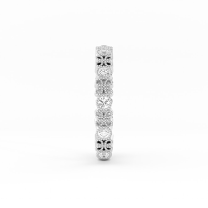 Platinum Round Three Quarter Petal and Milgrain Lab Grown Diamond Wedding Band