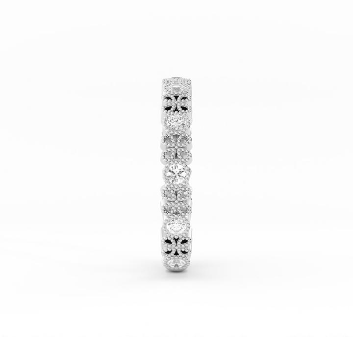 Platinum Round Three Quarter Petal and Milgrain Lab Grown Diamond Wedding Band