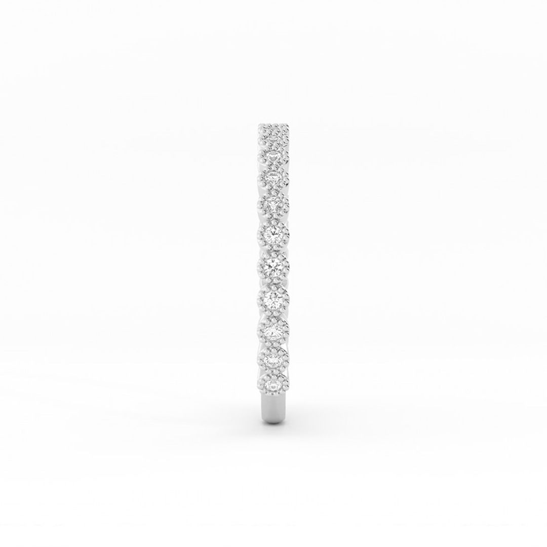 Platinum Round Three Quarter Milgrain Natural Diamond Wedding Band