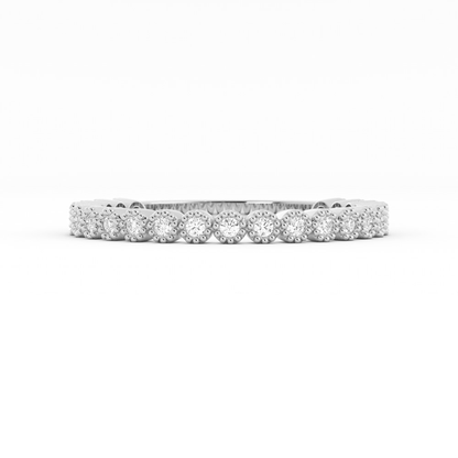 Platinum Round Three Quarter Milgrain Natural Diamond Wedding Band