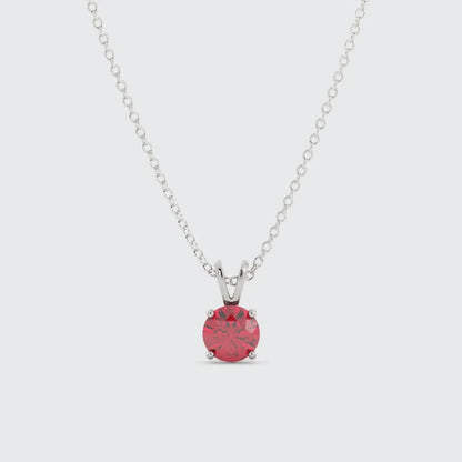 18K White Gold Plated Ruby Pendant Necklace
