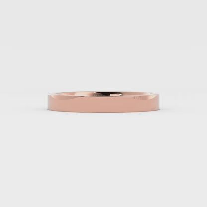 18K Rose Gold 3mm  Flat Comfort Fit Wedding Band