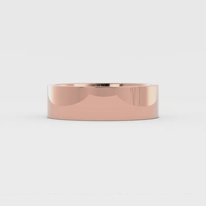 18K Rose Gold 6mm  Flat Comfort Fit Wedding Band