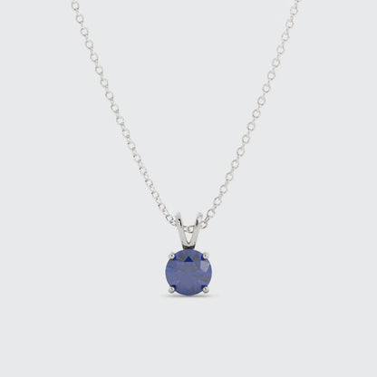 18K White Gold Plated Sapphire Pendant Necklace