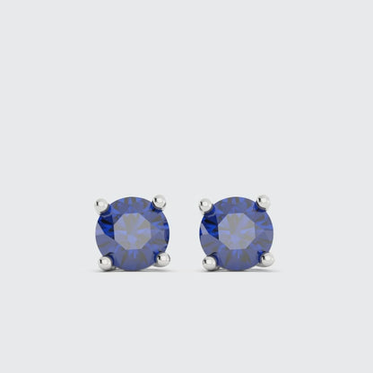 18K White Gold Plated Sapphire Stud Earrings