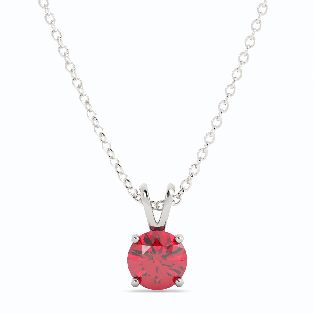 18K White Gold Plated Ruby Pendant Necklace