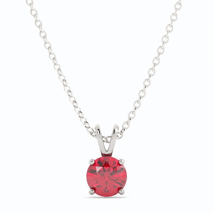 18K White Gold Plated Ruby Pendant Necklace