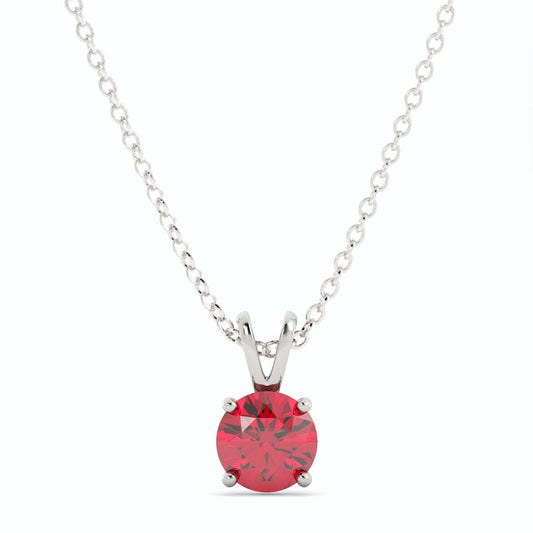 18K White Gold Plated Ruby Pendant Necklace