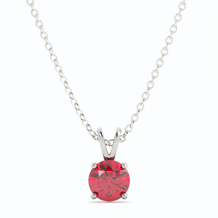 18K White Gold Plated Ruby Pendant Necklace