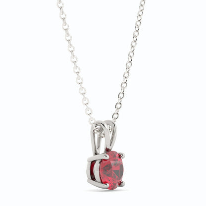 18K White Gold Plated Ruby Pendant Necklace