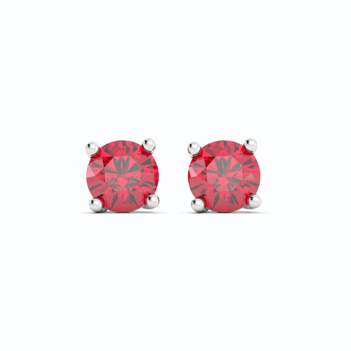 18K White Gold Plated Ruby Stud Earrings