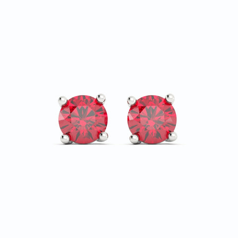 18K White Gold Plated Ruby Stud Earrings