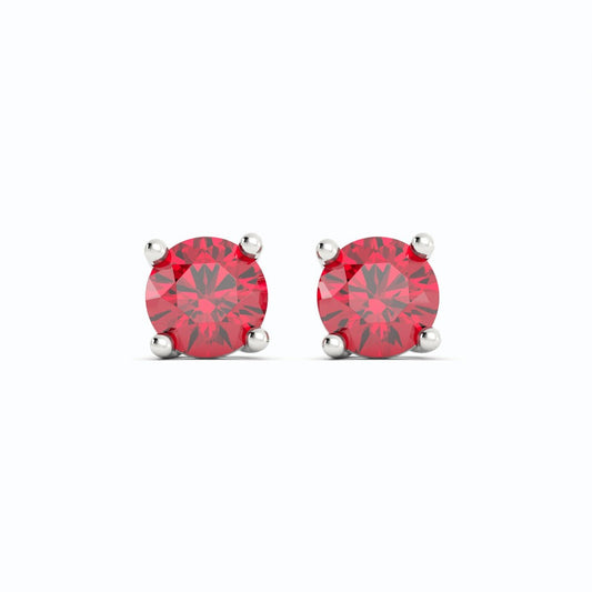 18K White Gold Plated Ruby Stud Earrings