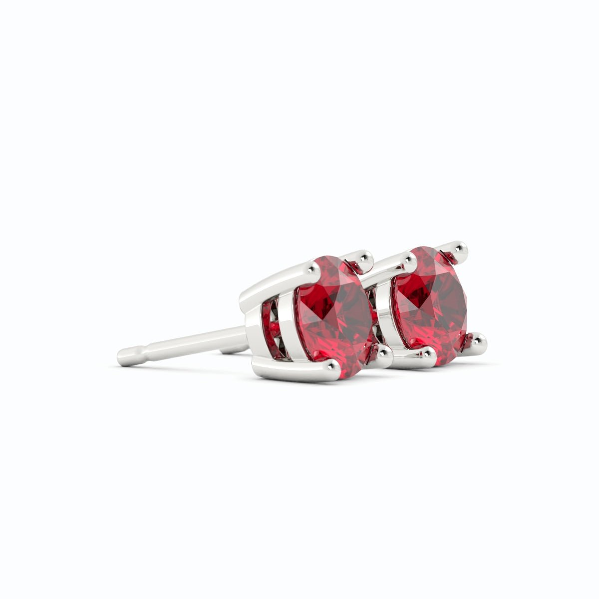 18K White Gold Plated Ruby Stud Earrings