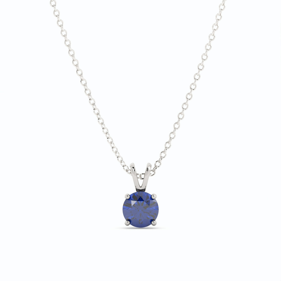 Sapphire Pendant Necklace carat Round Cut, Sterling