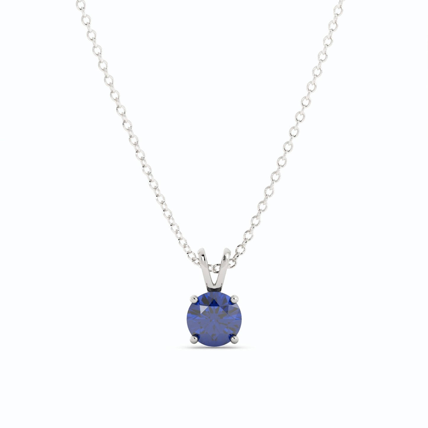 18K White Gold Plated Sapphire Pendant Necklace