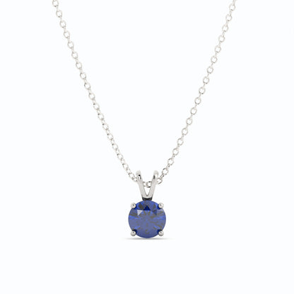 18K White Gold Plated Sapphire Pendant Necklace