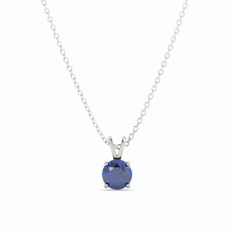 18K White Gold Plated Sapphire Pendant Necklace