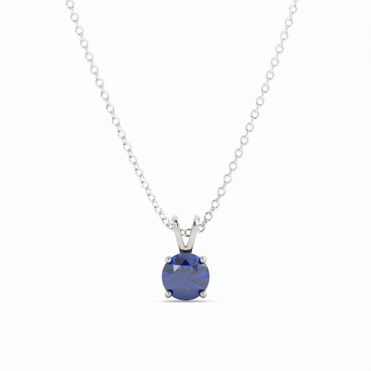 18K White Gold Plated Sapphire Pendant Necklace