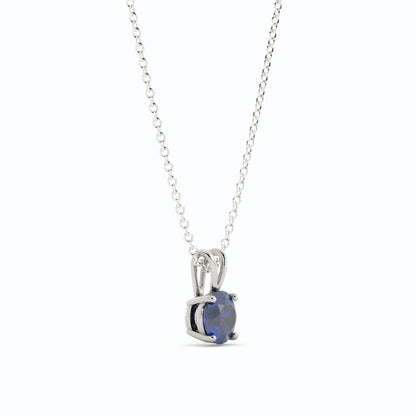 18K White Gold Plated Sapphire Pendant Necklace