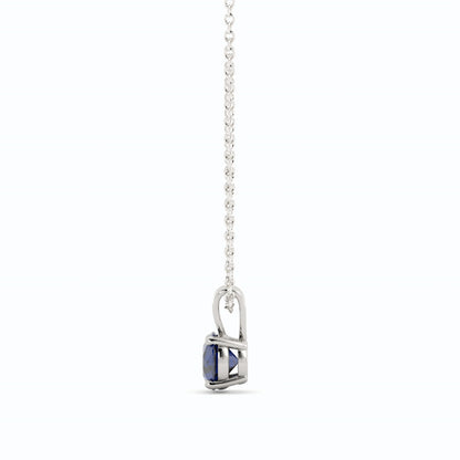 18K White Gold Plated Sapphire Pendant Necklace