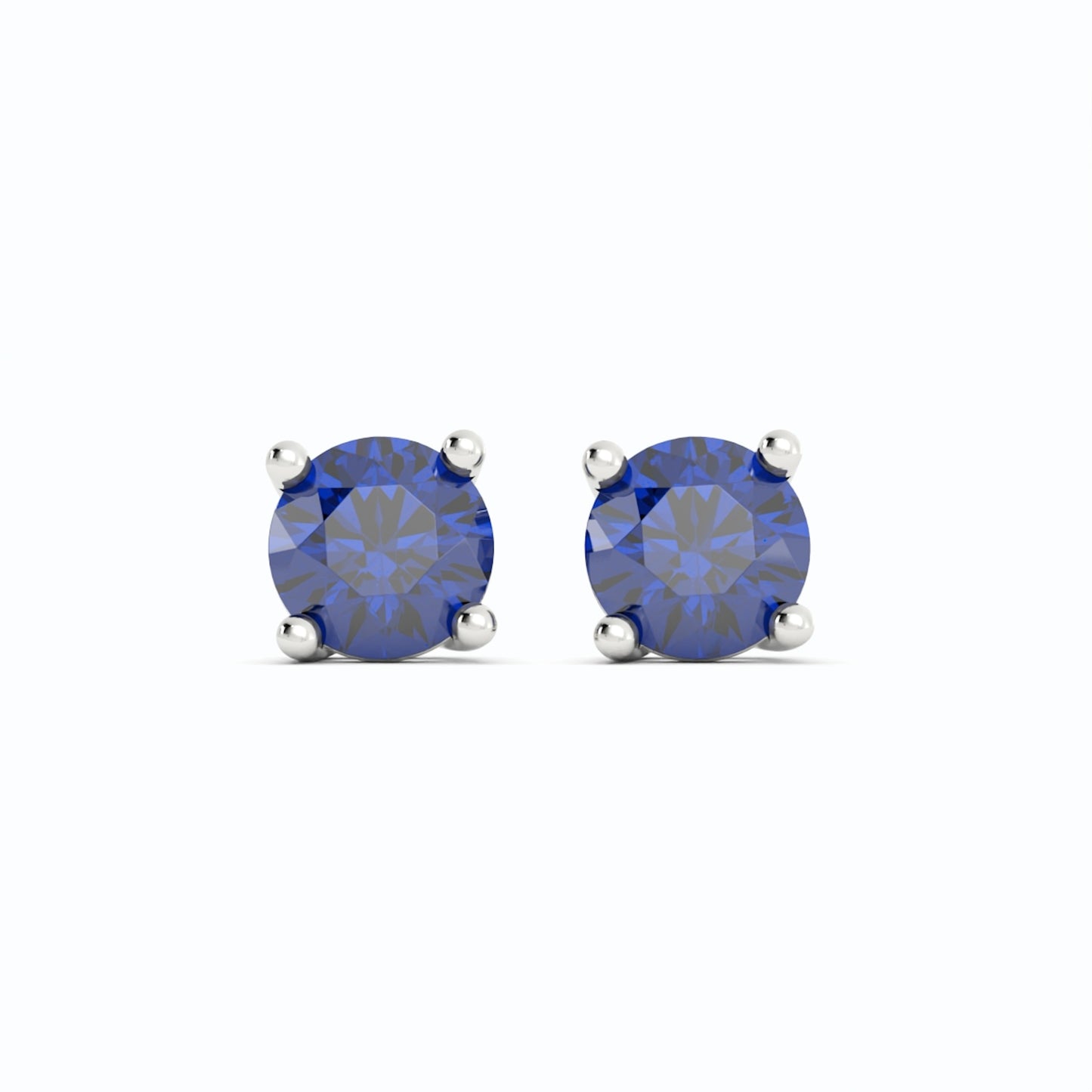 18K White Gold Plated Sapphire Stud Earrings