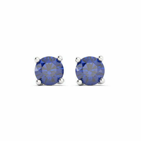 18K White Gold Plated Sapphire Stud Earrings