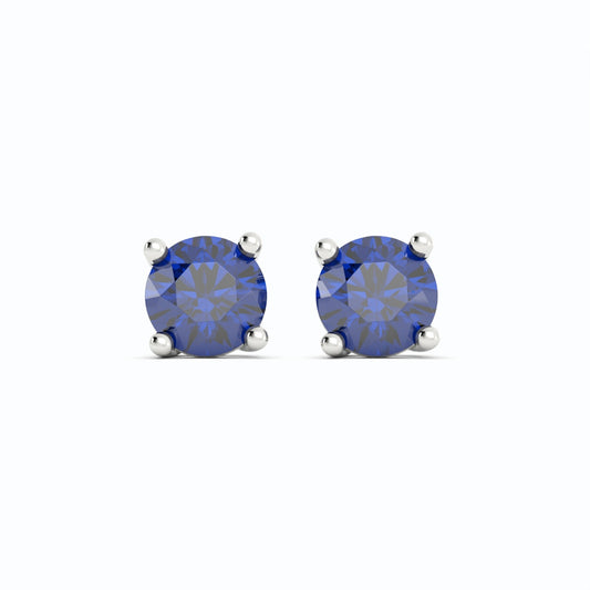 18K White Gold Plated Sapphire Stud Earrings
