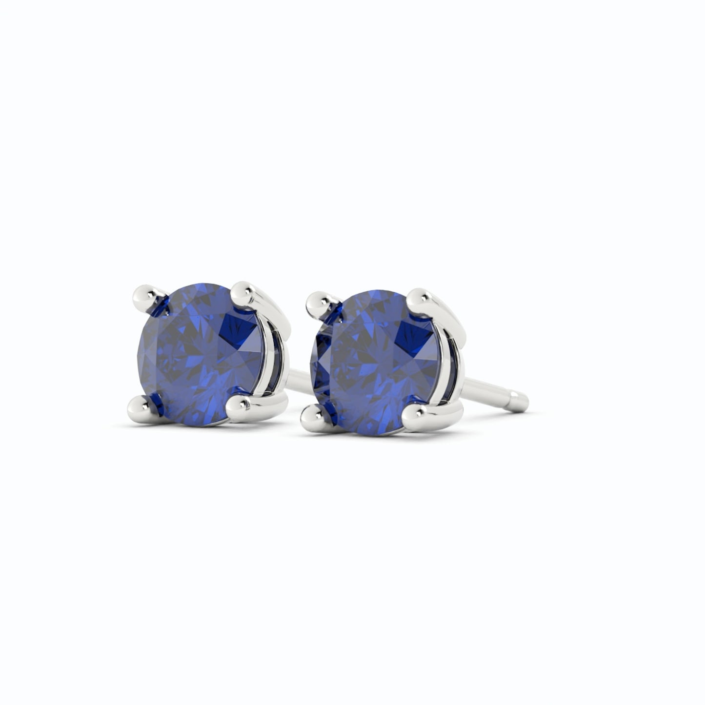 18K White Gold Plated Sapphire Stud Earrings