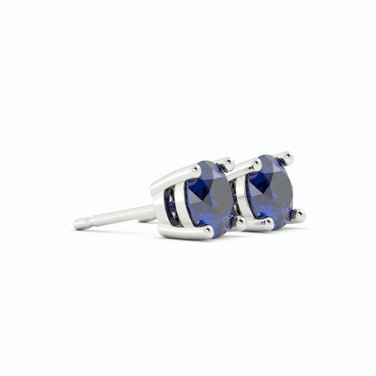 18K White Gold Plated Sapphire Stud Earrings
