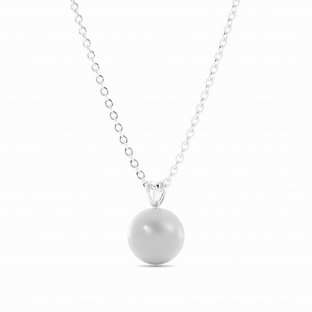2.0ct Pearl Solitaire Pendant Akoya Sterling Silver Necklace