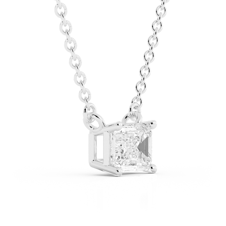 1.75ct Moissanite Classic Emerald Cut Solitaire Sterling Silver Necklace