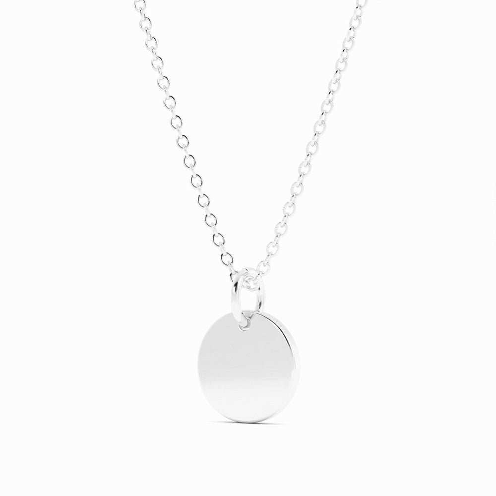 Sterling Silver Engravable Circle Pendant Necklace, Rhodium Plated