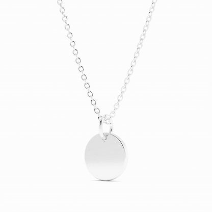 Sterling Silver Engravable Circle Pendant Necklace, Rhodium Plated