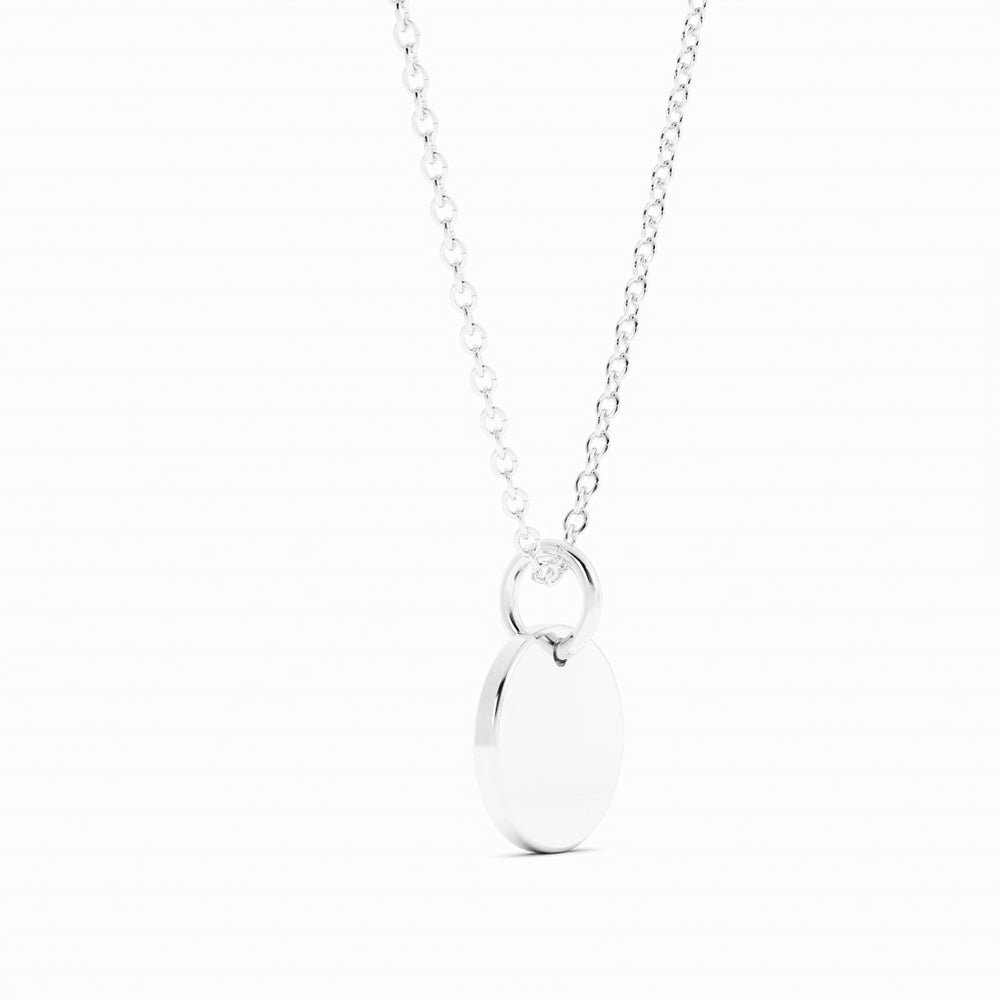 Sterling Silver Engravable Circle Pendant Necklace, Rhodium Plated