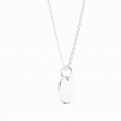 Sterling Silver Engravable Circle Pendant Necklace, Rhodium Plated