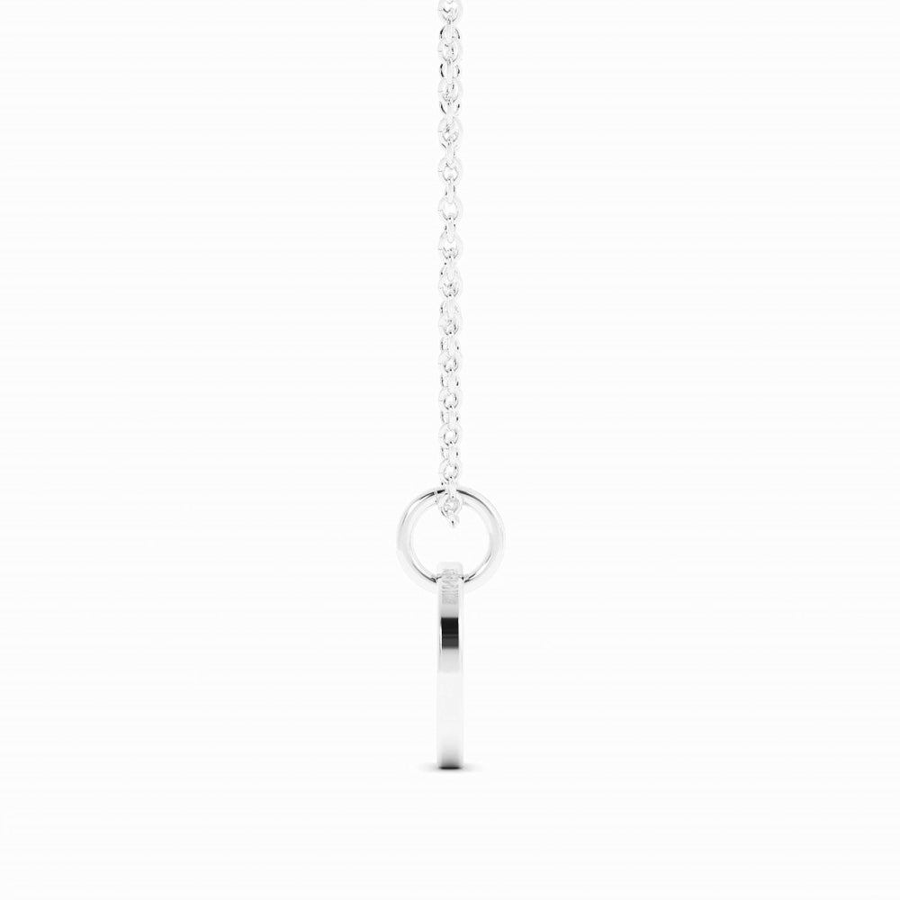 Sterling Silver Engravable Circle Pendant Necklace, Rhodium Plated