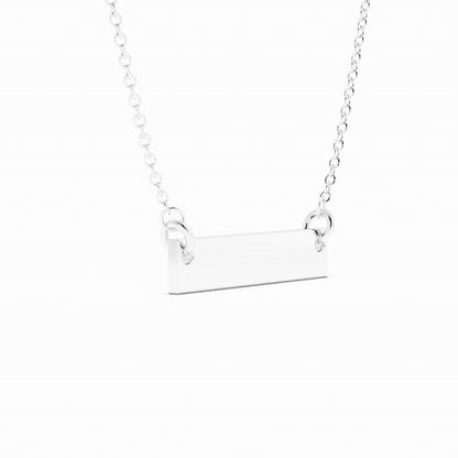 Sterling Silver Engravable Horizontal Bar Pendant Necklace, Rhodium Plated